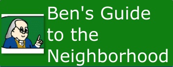 Ben Franklin's interactive guide to the neighborhood includes six different community helpers.